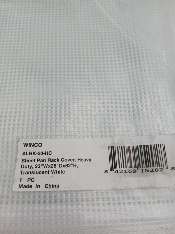 Winco Heavy Duty Sheet Pan Rack Cover Translucent White 23x28x62 ALRK-20-HC PVC gallery