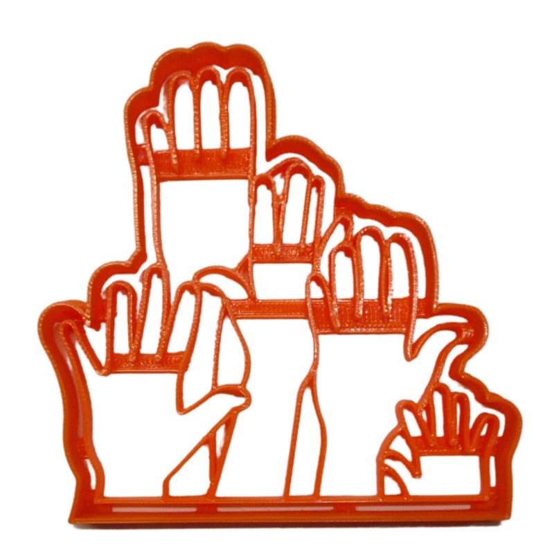 HANDS RAISED VOLUNTEER WAVE DETAILED COOKIE CUTTER MADE IN USA PR5093