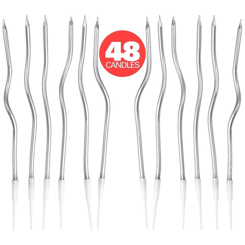 48 Count Silver Spiral Metallic Birthday Candles, Cake Candles, Birthday... gallery