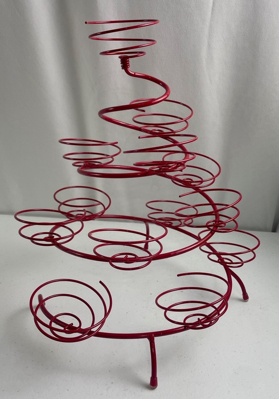 Vintage Red Spiral Wire Cupcake Muffin Stand Display Holder 13 Cupcakes Retro