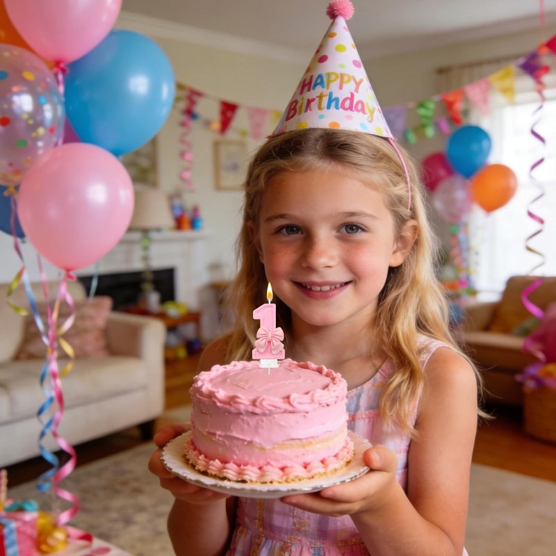 Birthday Cake Candles, Pink Glitter Number Candles with Bow Decoration，Pink gallery