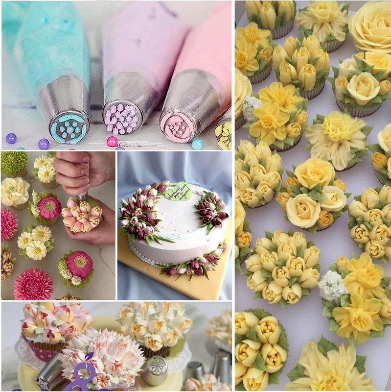 120 PCS Piping Bags and Tips Set 14 in 100 PCS Pastry Bags Cupcake Cookie Cake D gallery