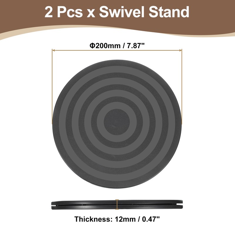 2Pcs 8inch Rotating Swivel Stand with Steel Ball Bearings Rotating Plate, Black gallery