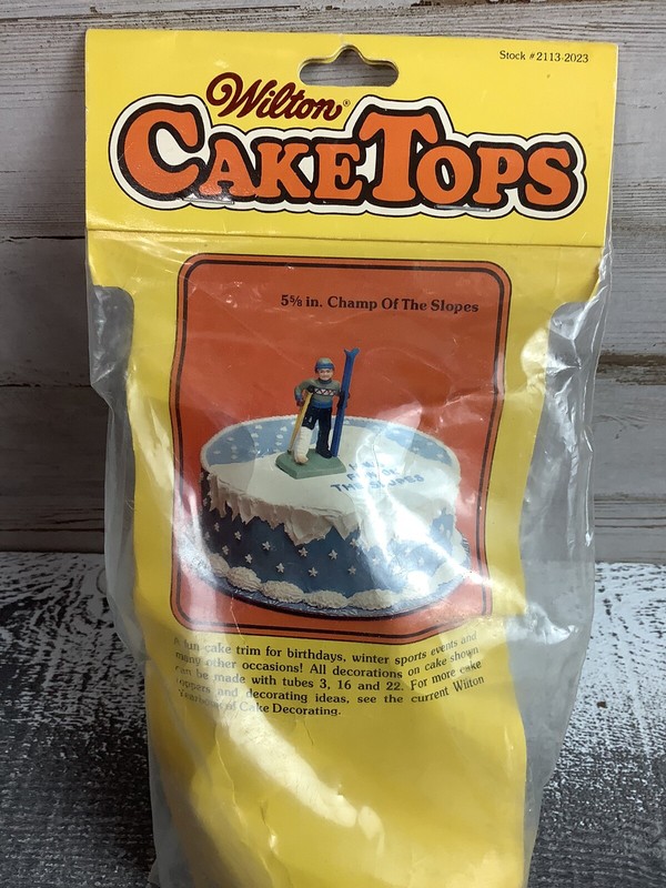 Vintage Wilton Skiing Man on Crutches Statue Figure 5 1/2" Cake Topper 1978 gallery