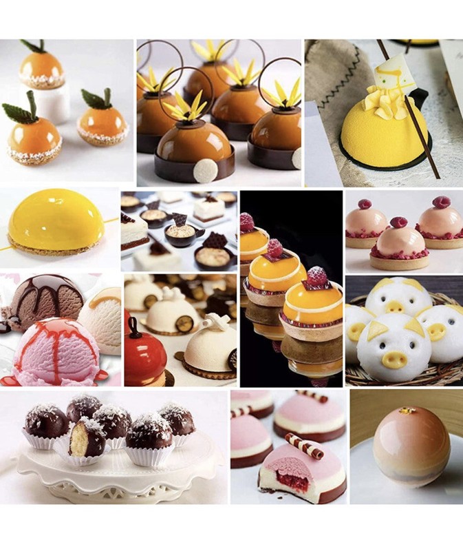 5 Pack 6-Cavity Silicone Cake Mold Hot Chocolate Bombs 2.5in Half Ball Sphere gallery