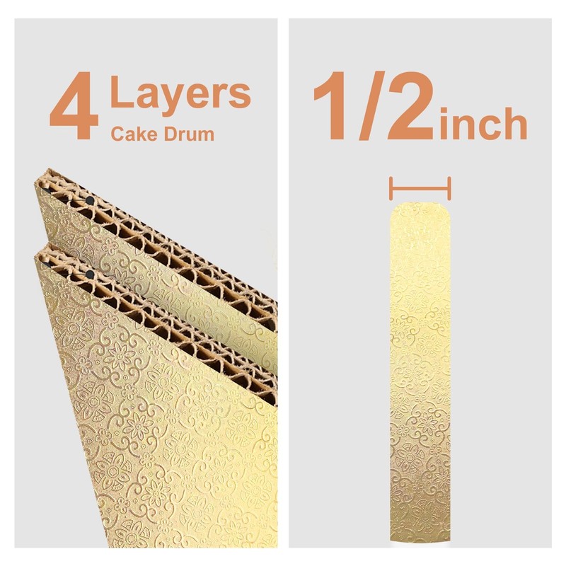 10 PCS Cake Board 10 Inch Drum Bulk Circles Rounds Base Cardboard Plate Gold gallery