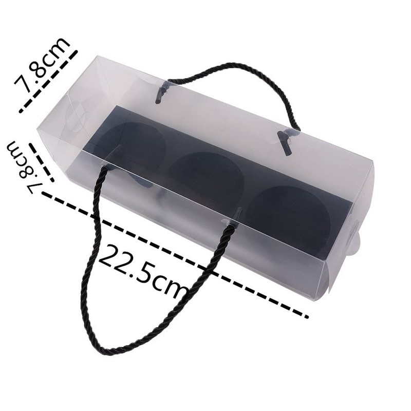 3 PCS Clear Cupcake Boxes Containers Windows Black Inserts Pastry Packaging gallery