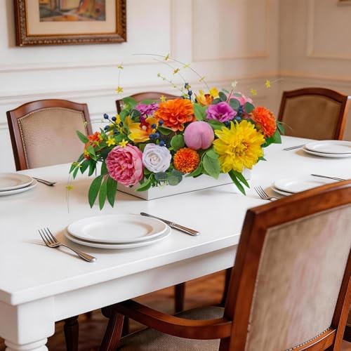 Spring Summer Centerpiece for Table with Peony, Rose & Dahlia Flowers, Peach gallery