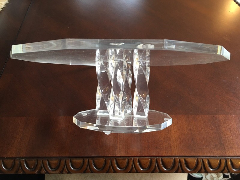 Vintage MCM Rare Clear Lucite Cake Stand, 12” diameter x 4.25” high gallery