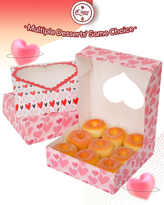 Valentine Pastry Box With Window 8x8x2.5 inch Donut Pie Boxes 30pcs Bakery Bo... gallery
