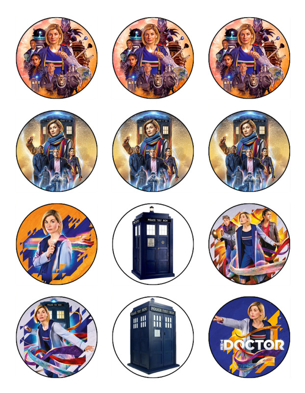 Doctor Who Edible Icing Toppers – Birthday Cupcake Party Decorations – 2 Sizes