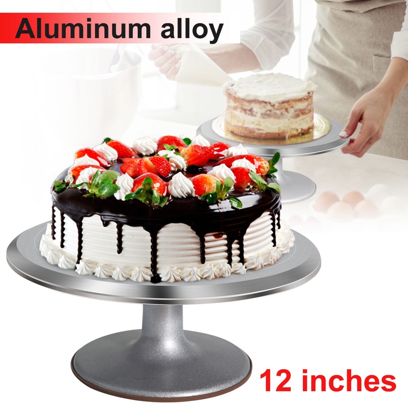 12in Rotating Cake Stand Pastry Wedding Stand Stainless Steel Cupcake Decorating gallery