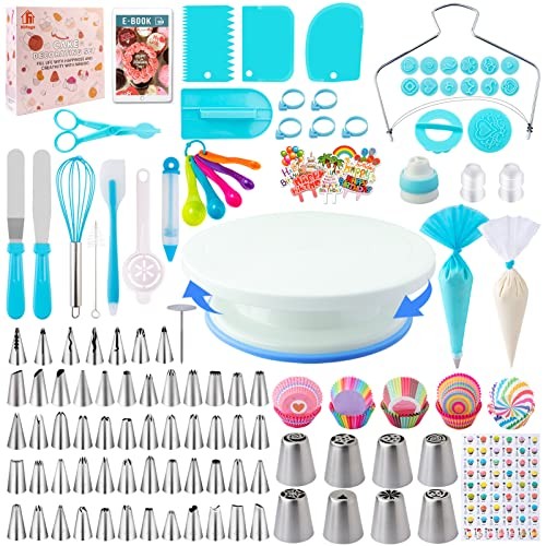 Cake Decorating Supplies Kit Tools 356pcs, Baking Accessories with Cake Blue gallery
