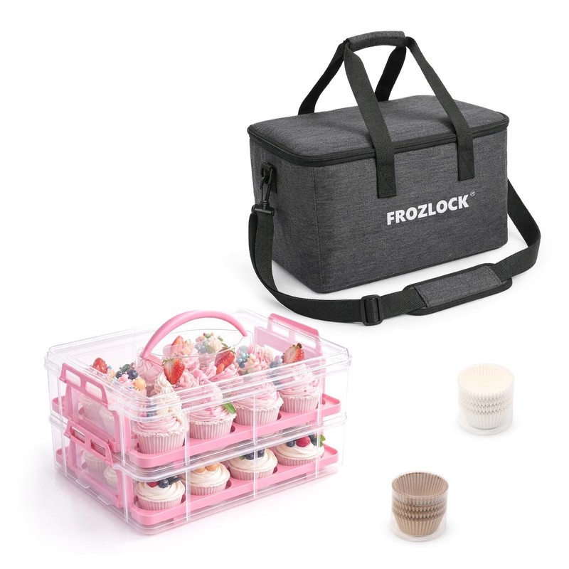 Cupcake Carrier 24 Count, Cupcake Holder With Lid And Handles, 2-Layer Cupcak…