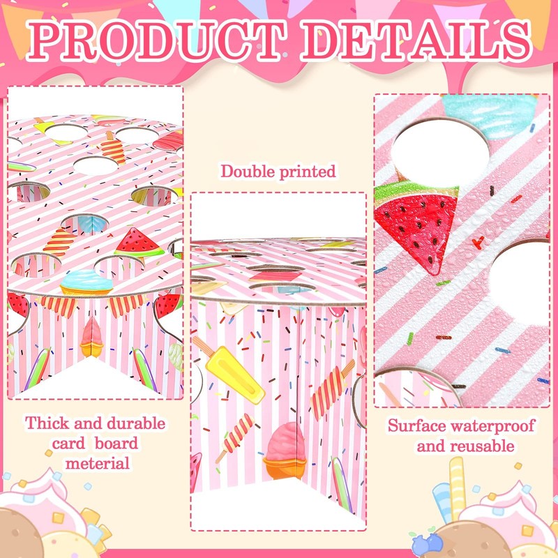 2 Pack 16 Holes Ice Cream Cone Holder Stand Decoration Cardboard Ice Cream Ta... gallery