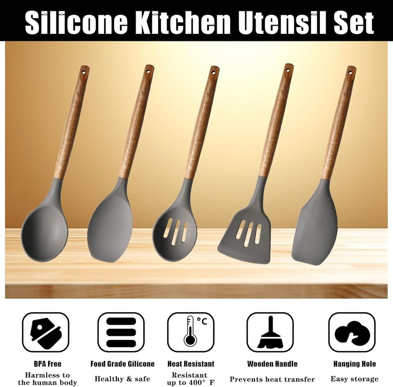 Kitchen Utensils Set, Silicone Cooking Utensils Set,Non-Sti Silicone gallery