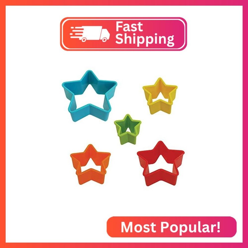 R&M International Star Cookie and Biscuit Cutters, Assorted Sizes, Bright Colors gallery