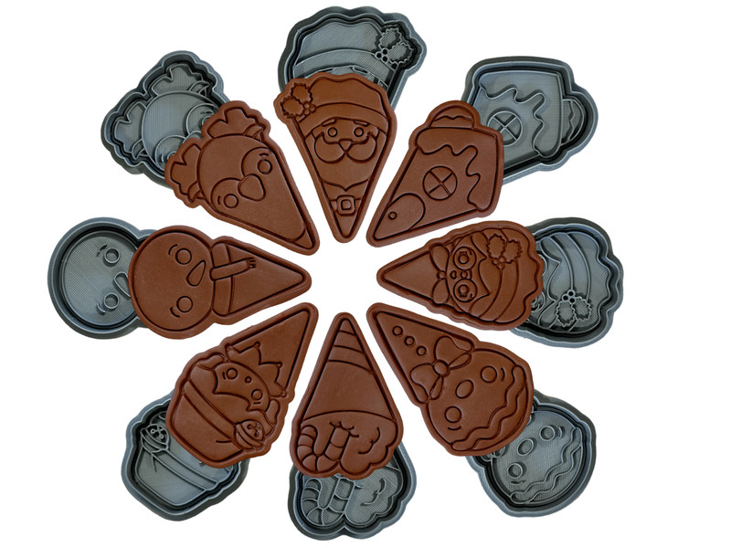 Christmas Pizza Set of 8 Cookie Cutters | Santa Claus Gingerbread Snowman