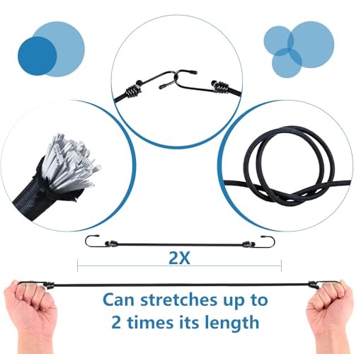 Bungee Cords with Hooks 8 Pack Bungee Cord Includes 12 inches, 18 inches, 24 gallery