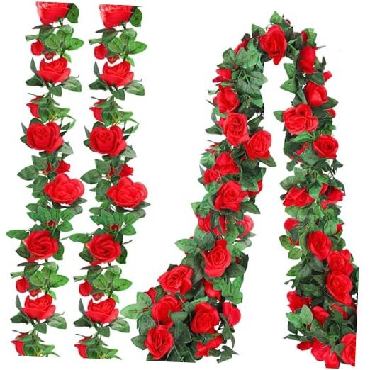 Pack 32 FT Flower Garland Kentucky Artificial Rose Vines Derby Roses 4 Red