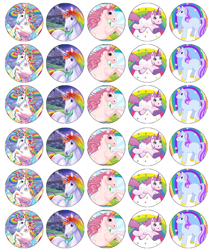 30x Unicorn Magical Cupcake Toppers Edible Wafer Paper Fairy Cake Toppers