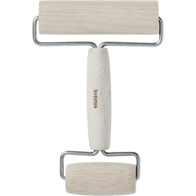 Beech Wood 2-in-1 Pastry Pizza Roller Dough Tool Baking Cookies Pies Crust New
