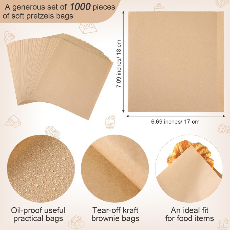 1000 Pcs Soft Pretzel Bags 6.69 x 7.09 Inch Pretzels Individual Bags Grease R... gallery