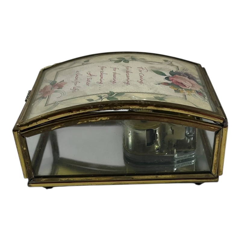 Vintage Glass Music Box Sister Quote Floral Design Plays You've Got a Friend gallery