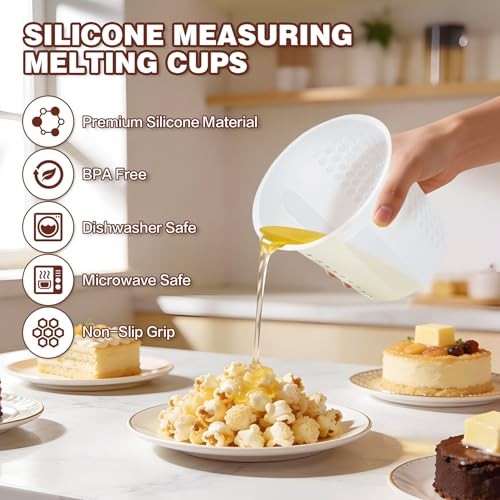 Silicone Measuring Cups 4-Pack Set, (1/2, 1, 2, 4 Cup) 125ml+250ml+500ml+1000ml gallery