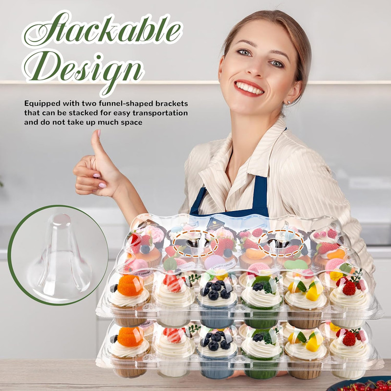 NPLUX 24 Count Cupcake Containers 10 Pack Cupcake Holders Plastic Stackable Cupc gallery