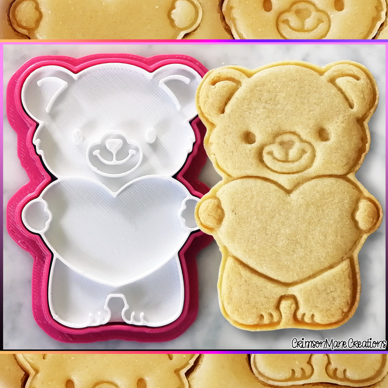 Teddy Bear Cookie Cutter, Heart Valentine’s Day, Baking Supplies Fondant Tool