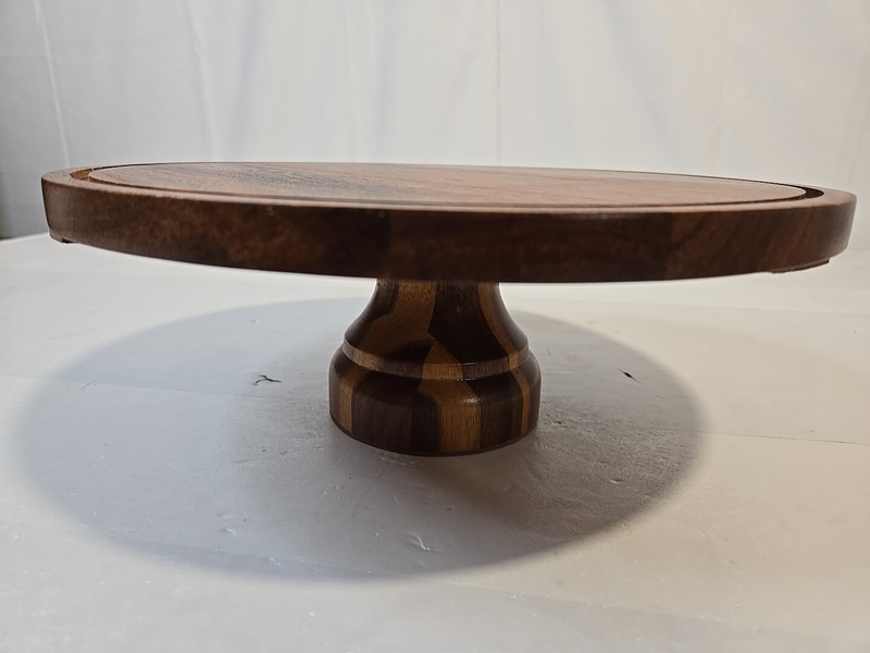 11" Acacia Wood Cake Stand for Display Cakes, Appetizers and Desserts New gallery