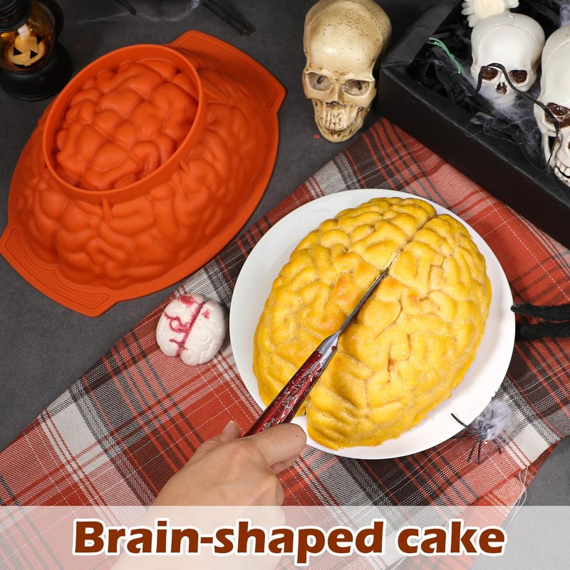 Silicone Large Brain Cake Mold 3 Inch Deep Pan Support Base Halloween Candy gallery
