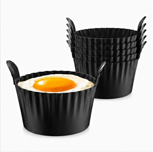 6 Pack Silicone Air Fryer Baking Cups Non-Stick BPA Free Black 3.35in