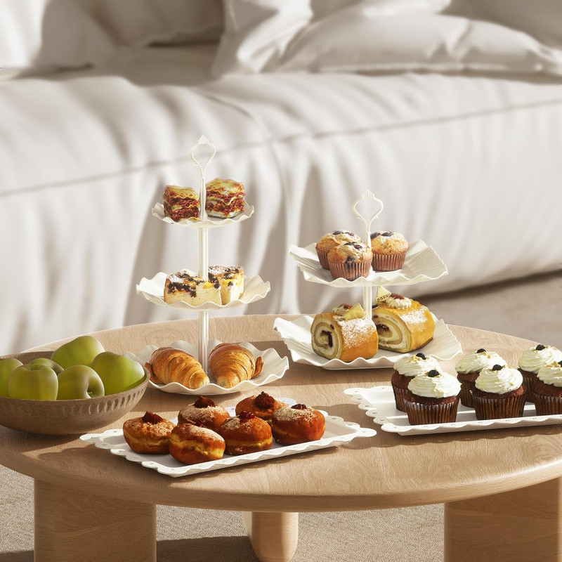 10 Pack Cake Stand Set with 3 X Two-Tier and 3 X Three-Tier Cupcake Stands, Plas gallery