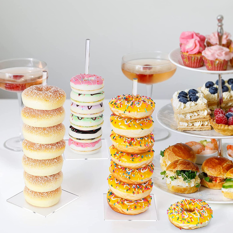 Suneerplay Donut Stand Acrylic 4 Pack, Clear Bagel Holder Stand, Donut Tower Sta gallery