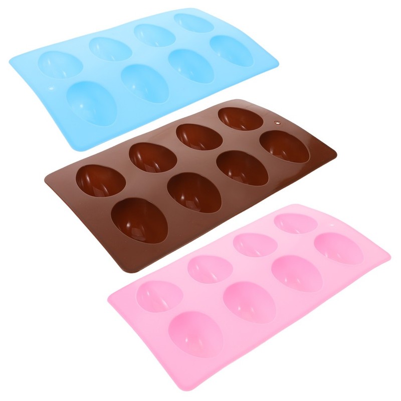 3Pcs Silicone Egg Baking Molds 8-Cavity Assorted Color Oven Safe Reusable