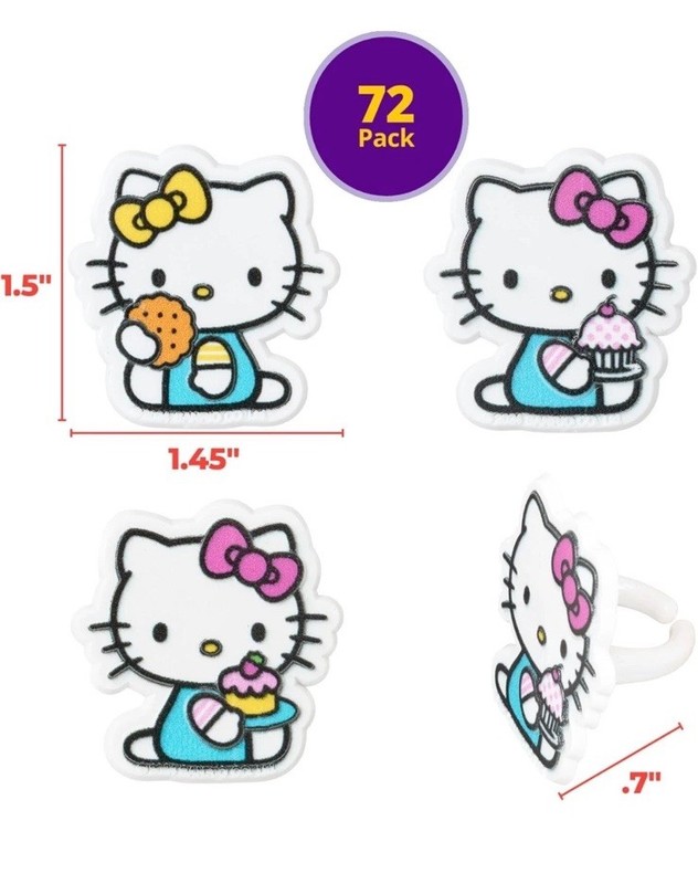 DecoPac Hello Kitty® Rings, 72 Cupcake Toppers Decorations Hello Kitty gallery
