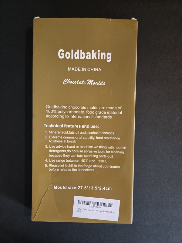 Goldbaking Polycarbonate Chocolate Mold 24 Capsule Clear 27.5cm Freezer Safe gallery
