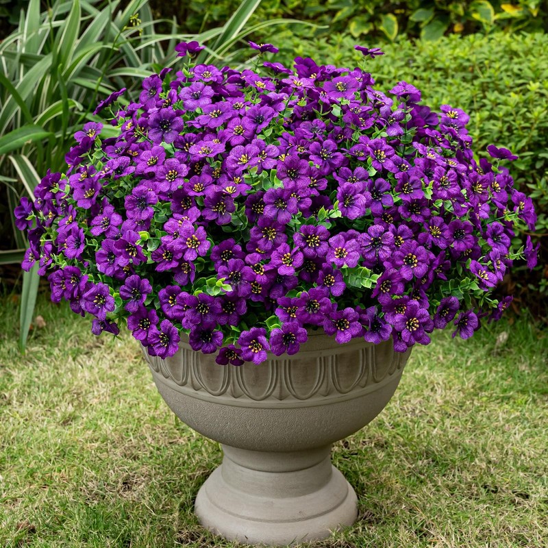 Lnoicy 20 Bundles Artificial Fake Flowers For Outdoor Faux Eucalyptus Flowers