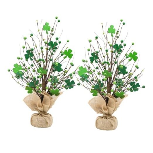 Tree Decorations, 2Pcs Decorations Artificial Tree with Berry St Patricks Day