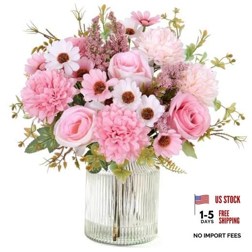 Artificial Flowers Like Real Artificial Bouquet 2 Packs Silk 2PCS Pink