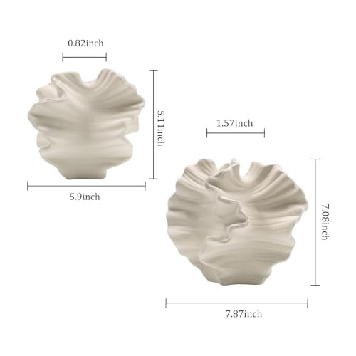 Ceramic Vase - Set of 2 for Home Decor,White Flower Shape Flower Shape White gallery