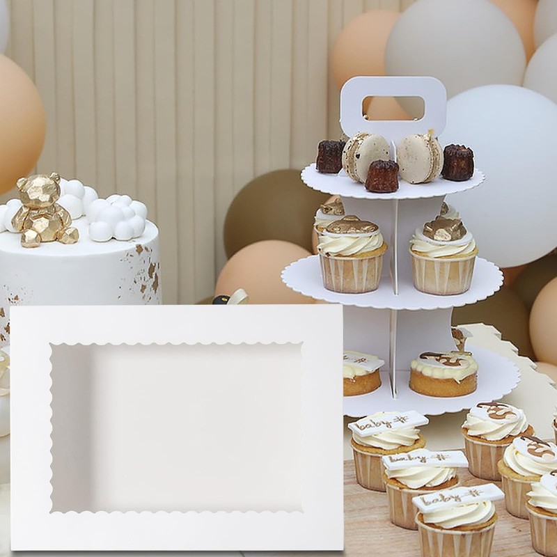 10pcs 19x14x4 Half Sheet Cake Boxes with Window Rectangle 1/2 Sheet Bakery Bo... gallery
