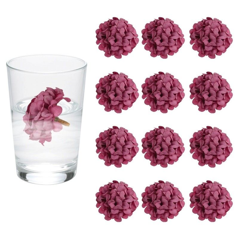 12Pcs Floating Flowers for Centerpieces Wedding, Red Bean Paste Hydrangea
