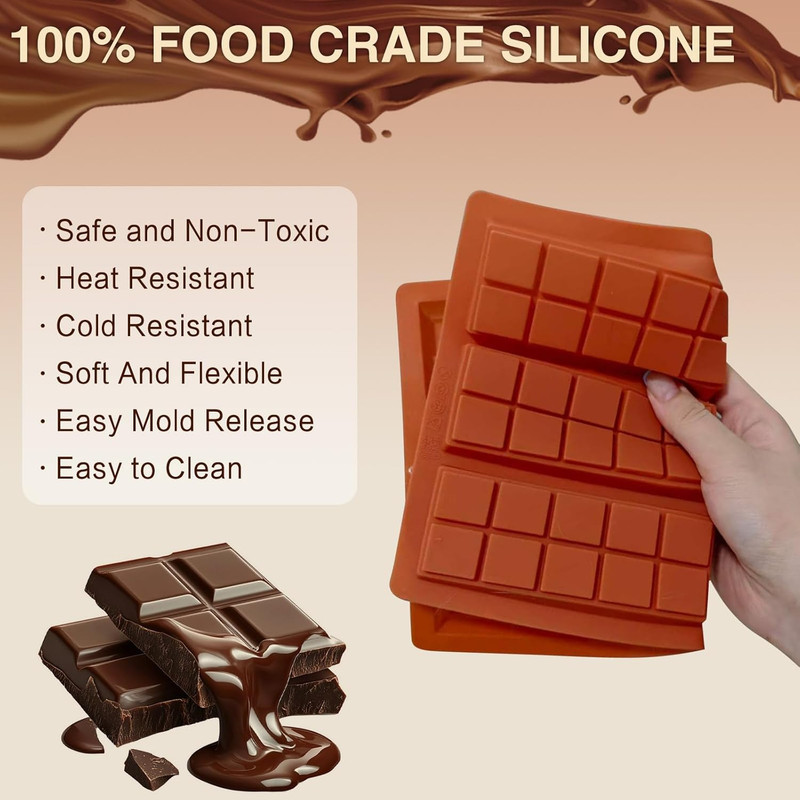 Silicone Chocolate Bar Mold – 6 Large Cavities, Food-Grade, Non-Toxic & Odorless gallery