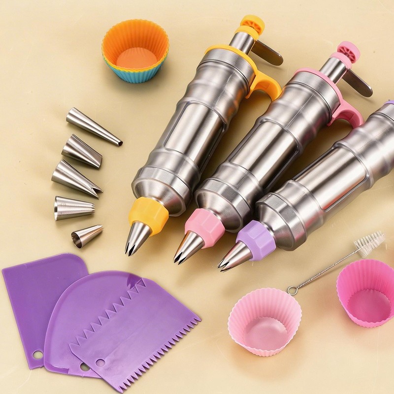 Dessert Decorating Set with Piping Tips/Cupcakes/Brush for Baking, Yellow gallery