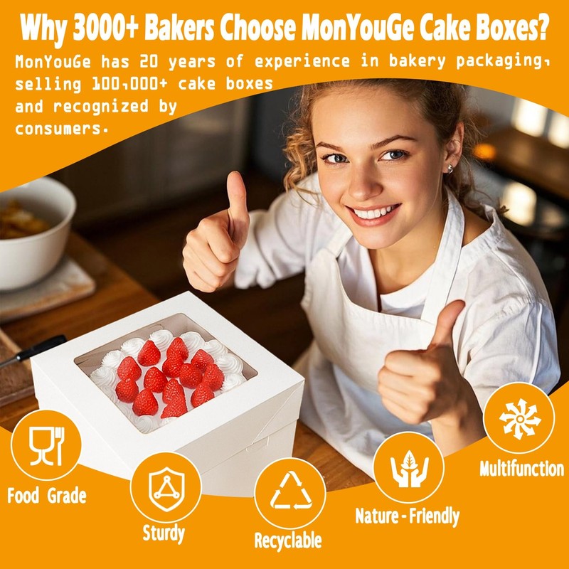 12x12x12 Inches Cake Boxes with Cake Boards 3 Pack Premium Tall Cheesecake Bo... gallery