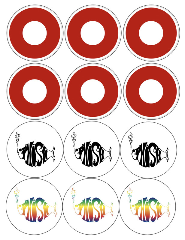 Set of 12 Phish Edible Image rounds, dessert images, Wafer paper, pre cut