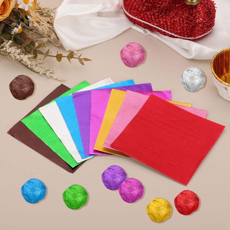 200 Pcs 5x5 Inch Foil Candy Wrappers Chocolate Wrapping Paper Dark Gold gallery